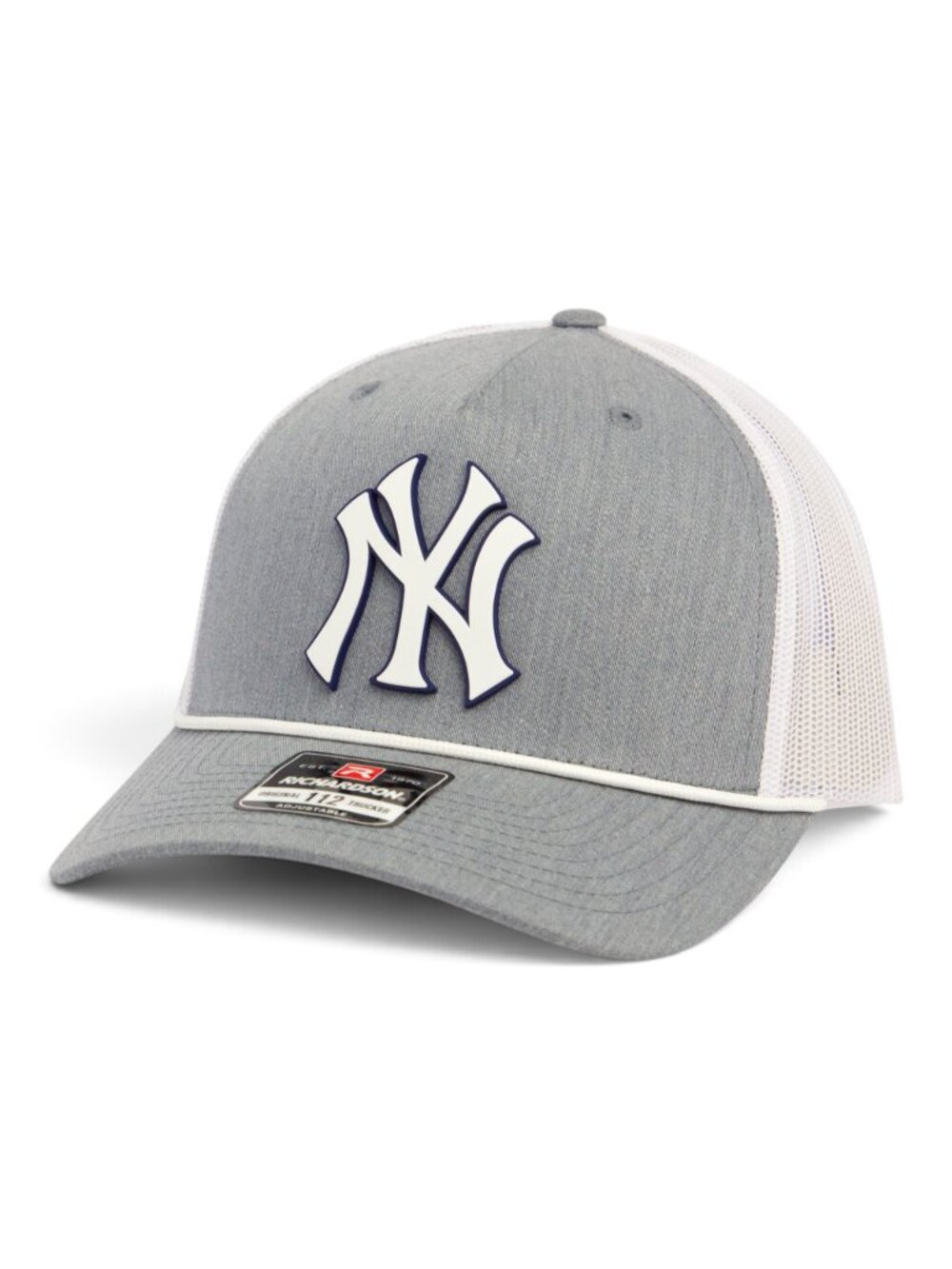 New York Yankees NY White 3D Snapback Trucker Rope Hat- Heather Grey/ White